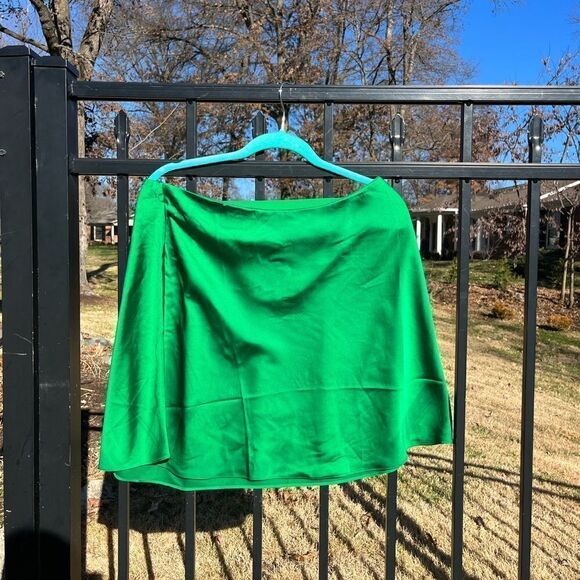J Crew Gwen Brilliant Kelly Green Mini Slip Skirt - Picture 4 of 8